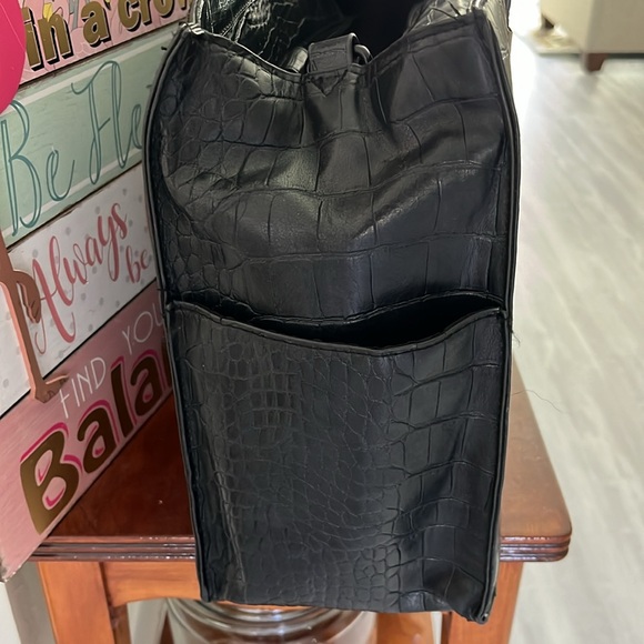 Be’is Black Croc Embossed Ultimate Work tote Travel Trolley Sleeve - Picture 2 of 13